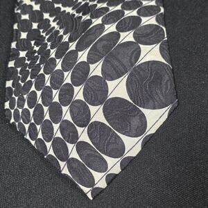 Fratelli moda Men's Tie Black White Silk Handmade Optical Art